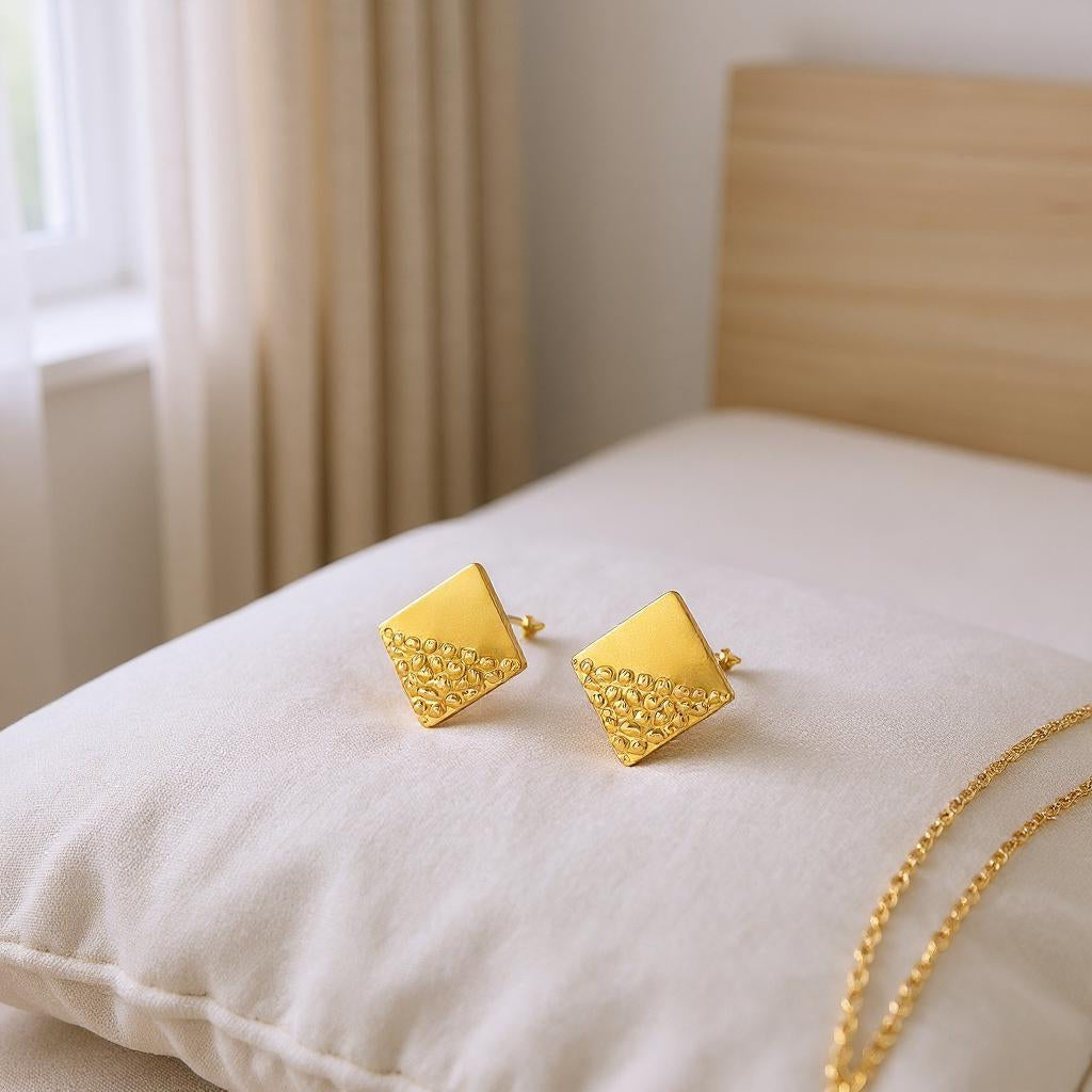 N3VO Hammered Diamond Stud Earrings