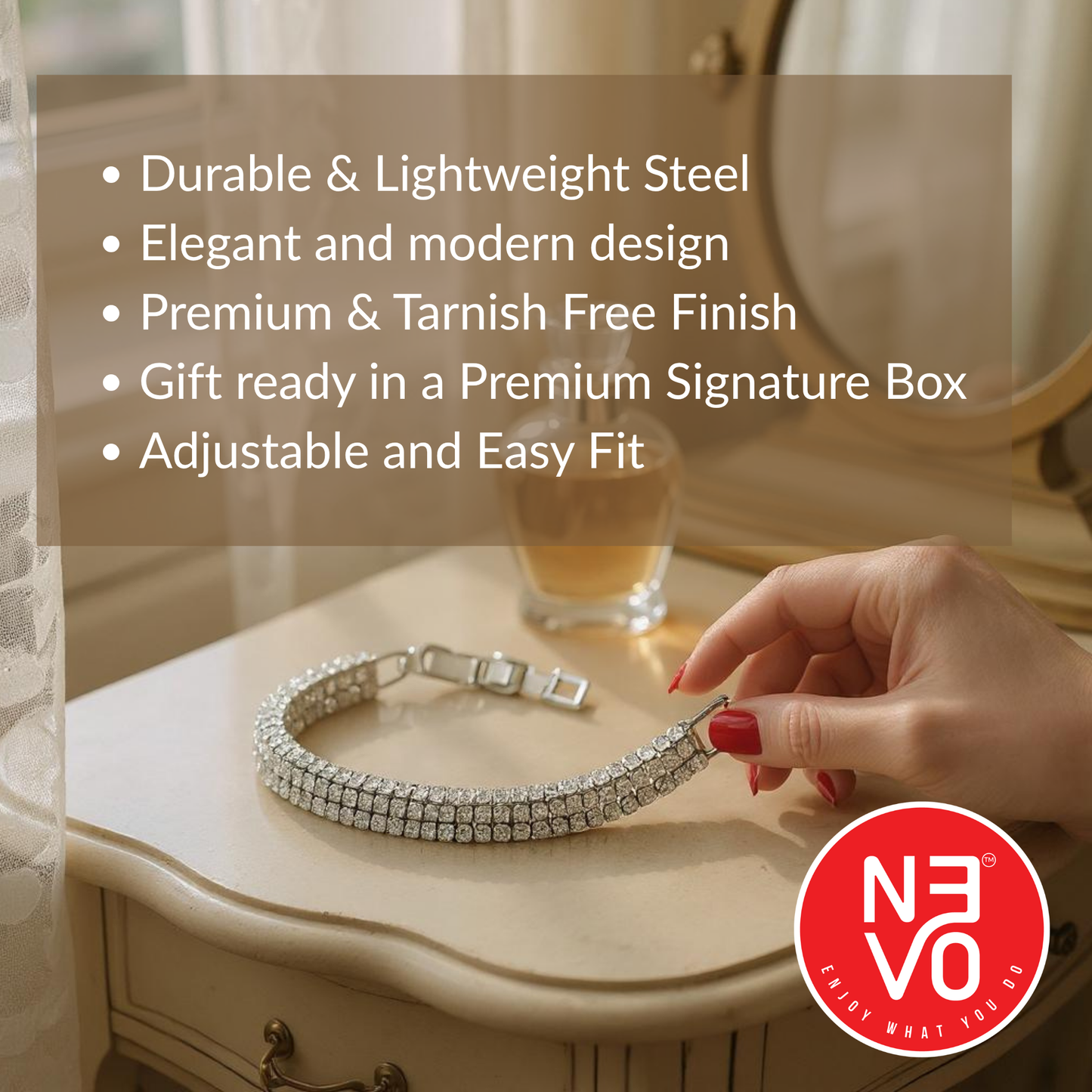 N3VO Triple Sparkle Tennis Bracelet