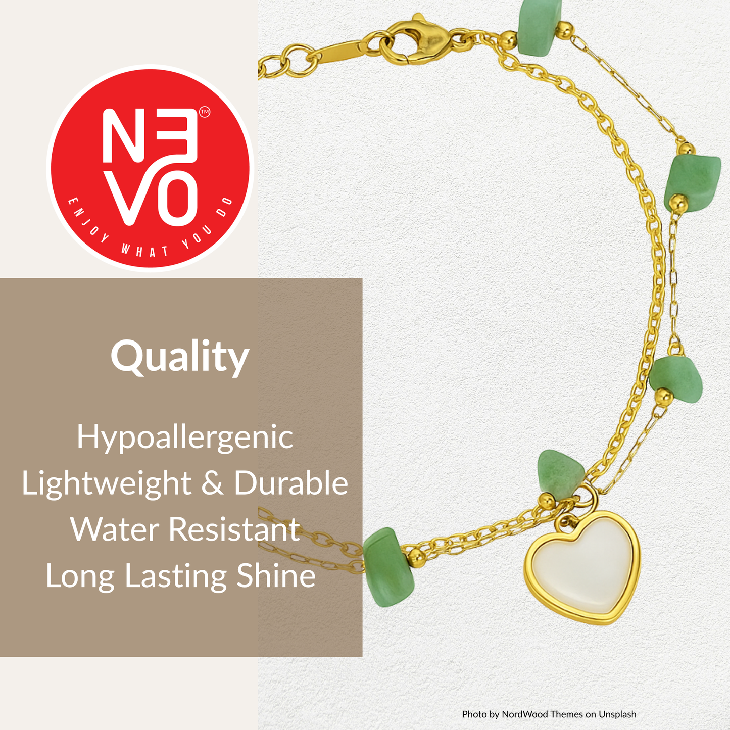 N3VO Green Heartstone Bracelet