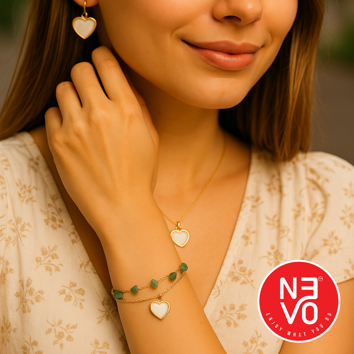 N3VO Green Heartstone Bracelet