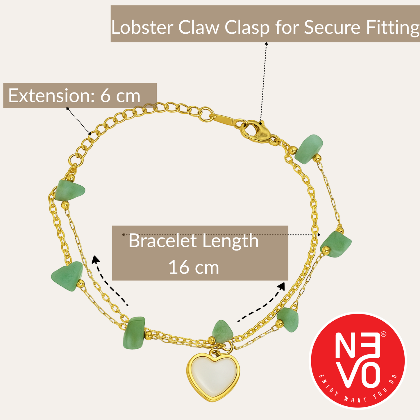N3VO Green Heartstone Bracelet