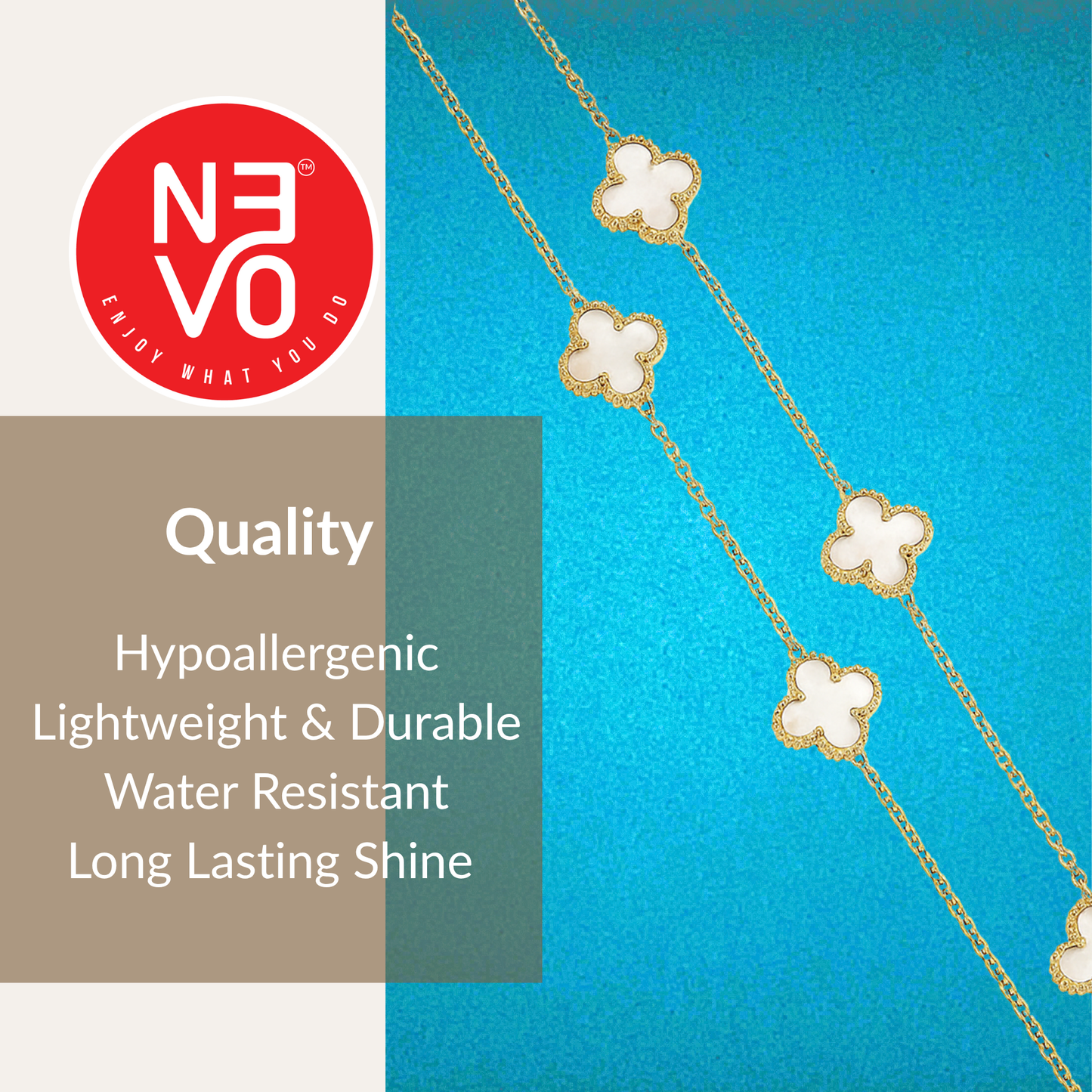 N3VO White Clover Jewelry Set