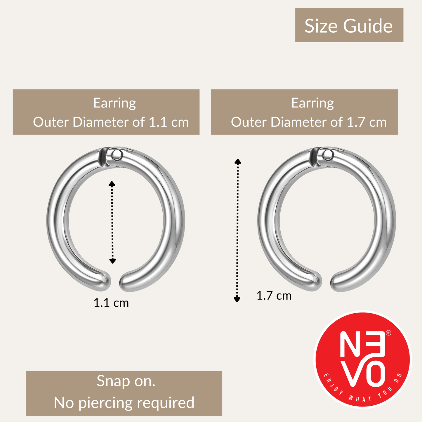N3VO Silver Sleek Hoop