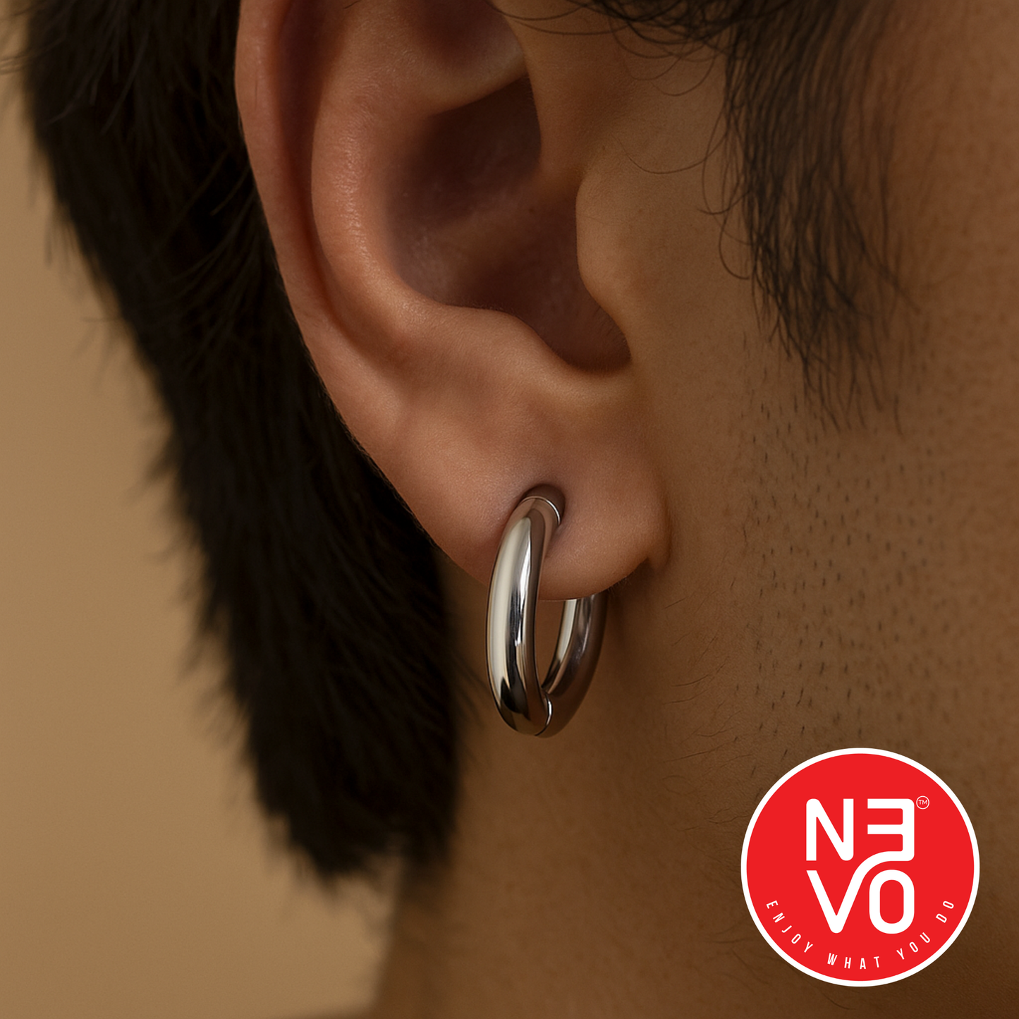 N3VO Silver Sleek Hoop