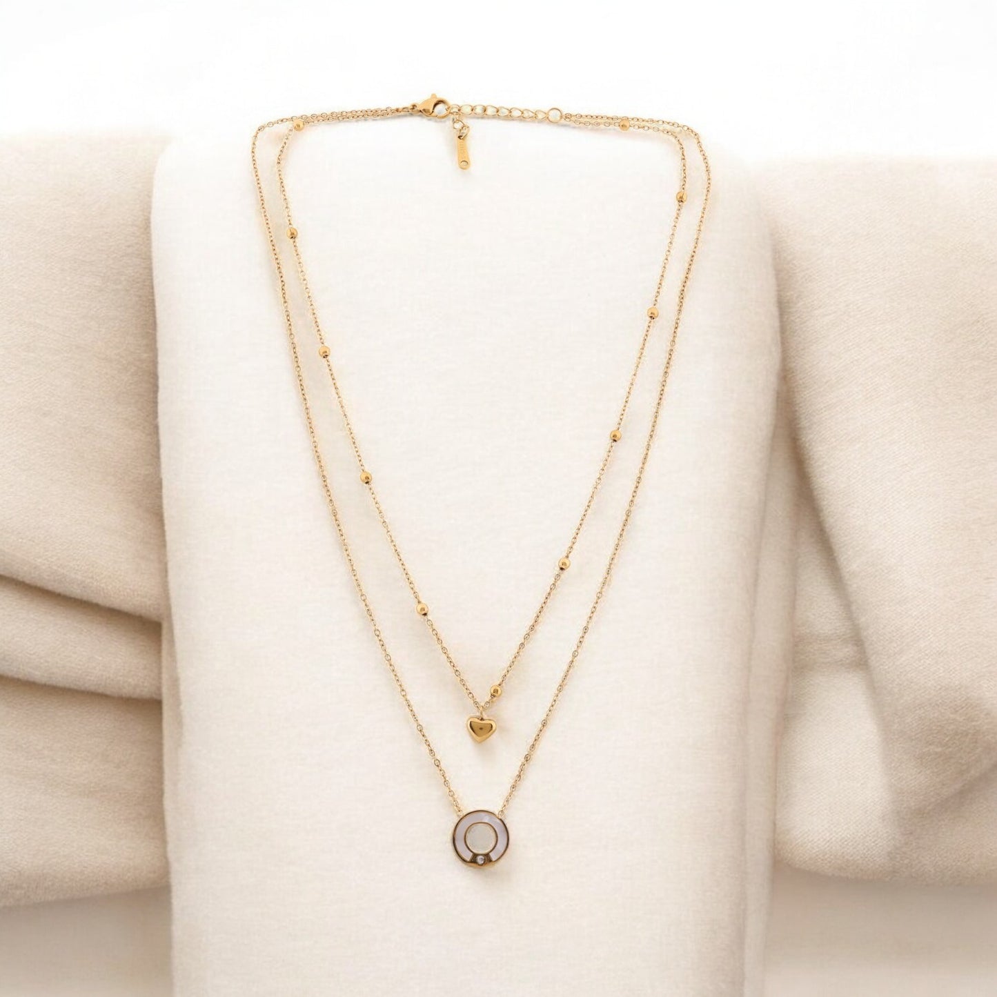 N3VO Halo Heart Layered Necklace
