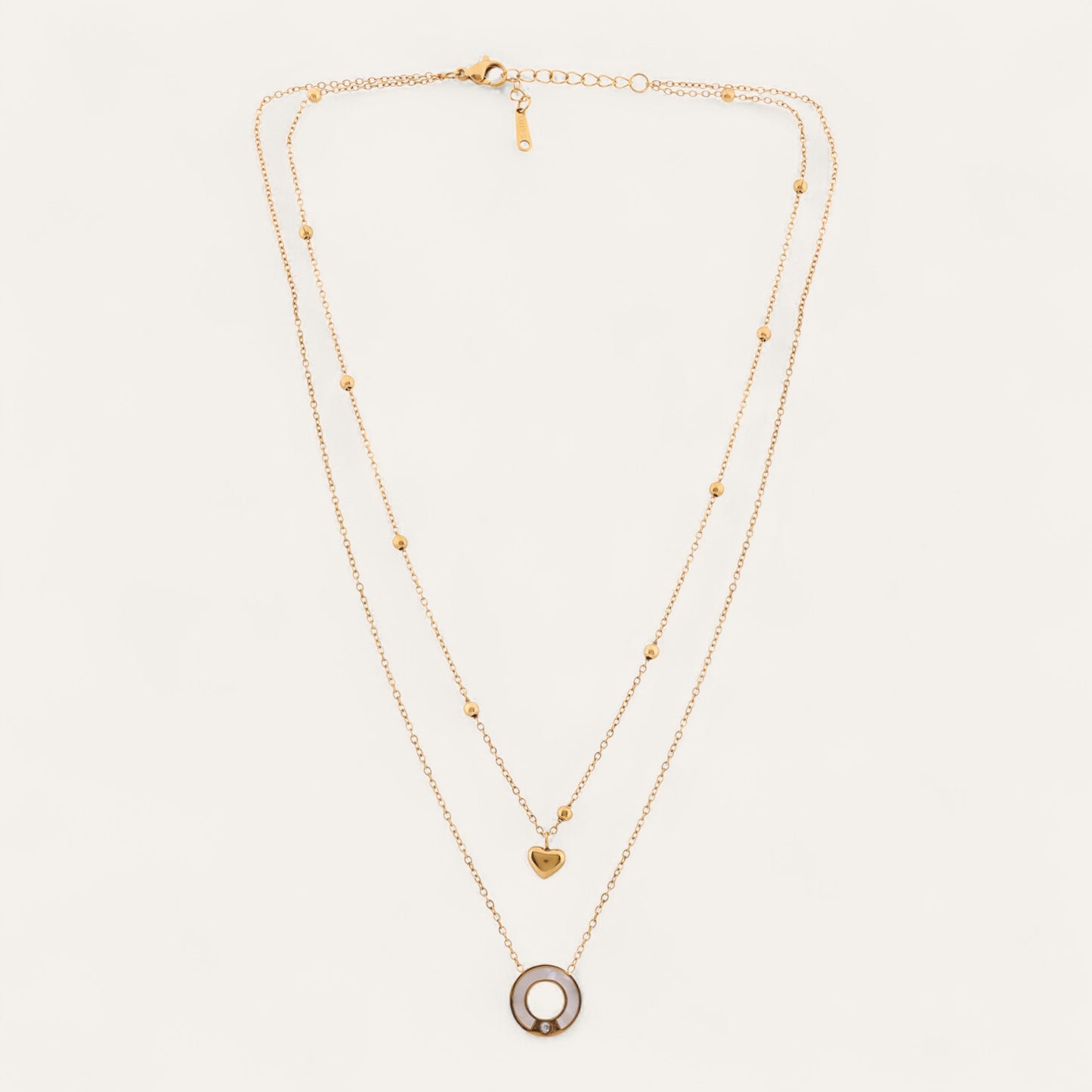 N3VO Halo Heart Layered Necklace