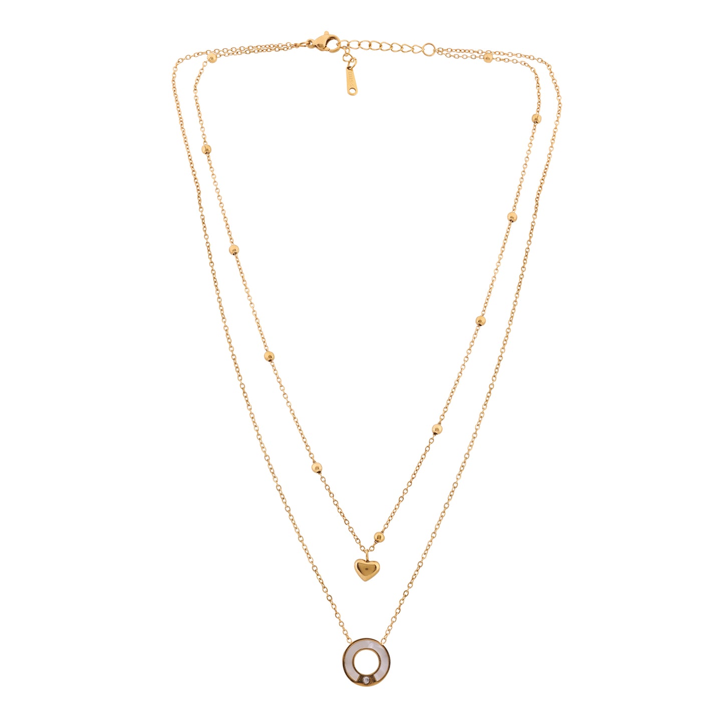 N3VO Halo Heart Layered Necklace