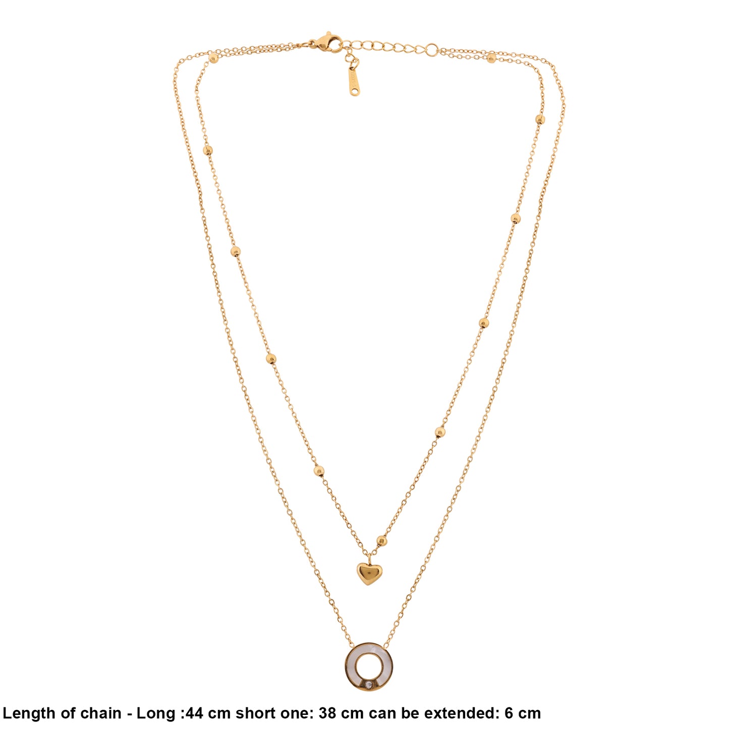 N3VO Halo Heart Layered Necklace