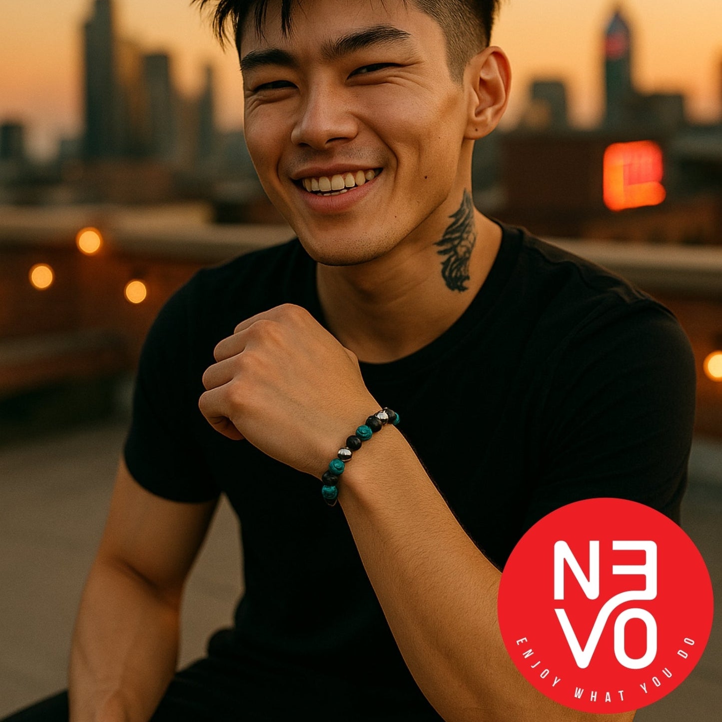 N3VO Elemental Balance Beaded Bracelet – Blue & Black