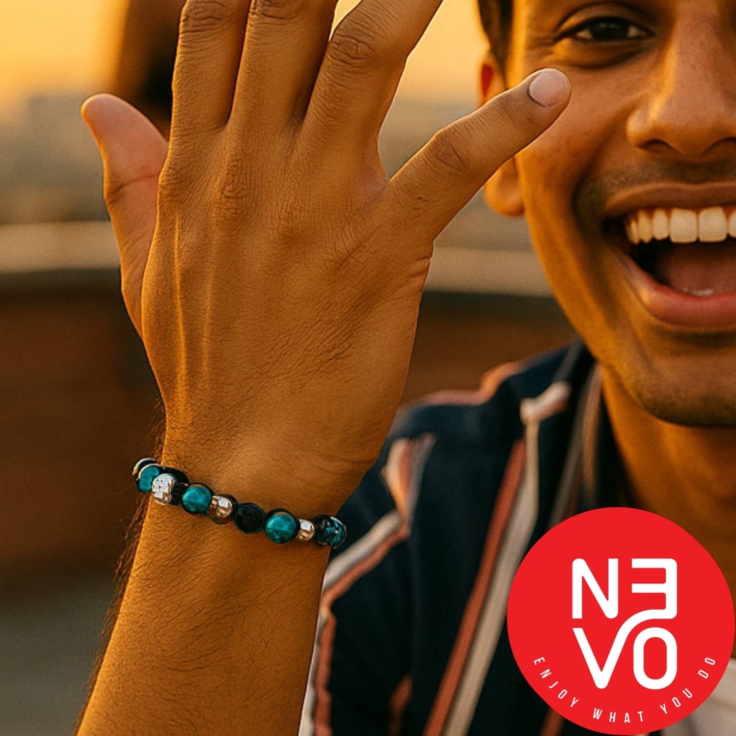 N3VO Elemental Balance Beaded Bracelet – Blue & Black