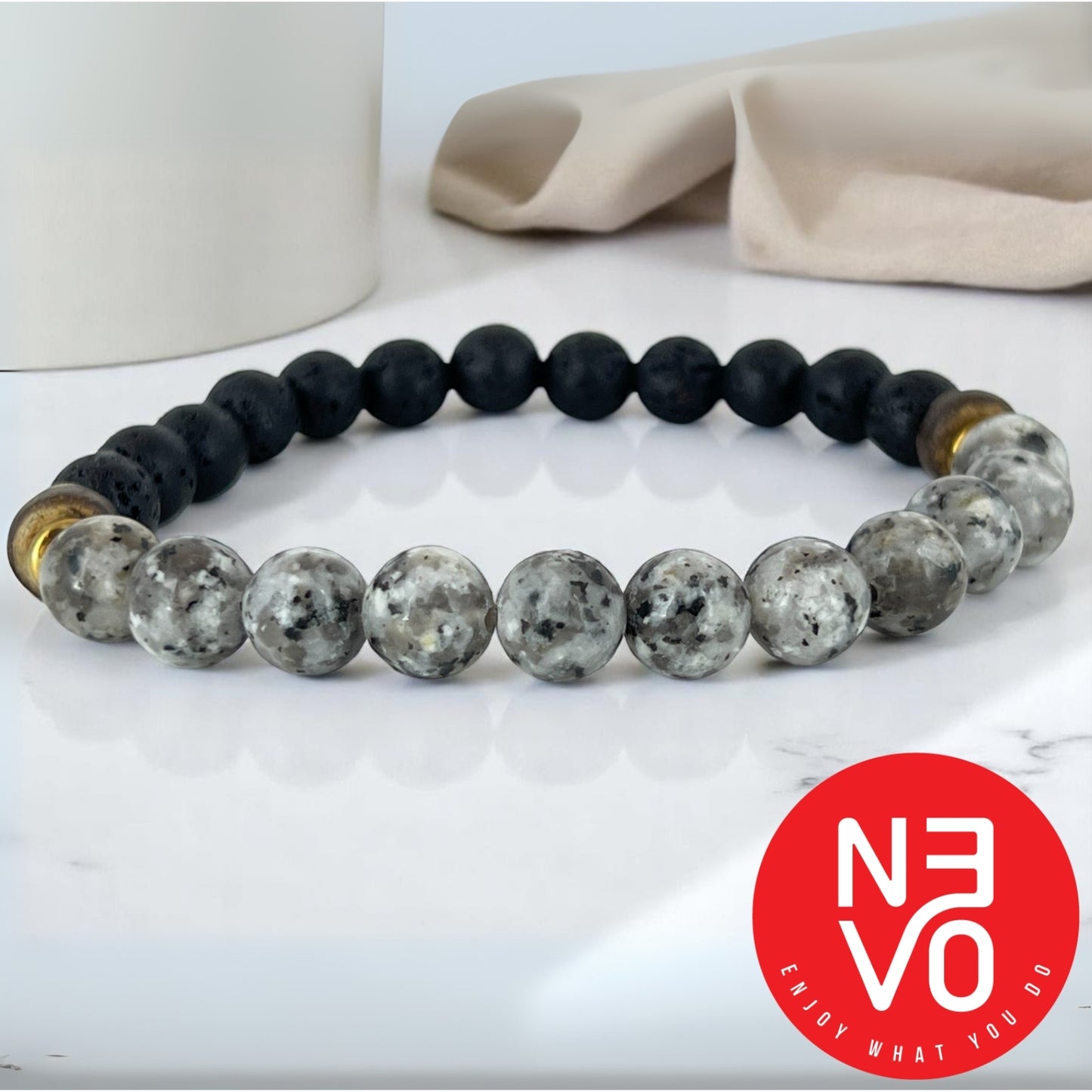 N3VO Elemental Balance Beaded Bracelet –  White & Black