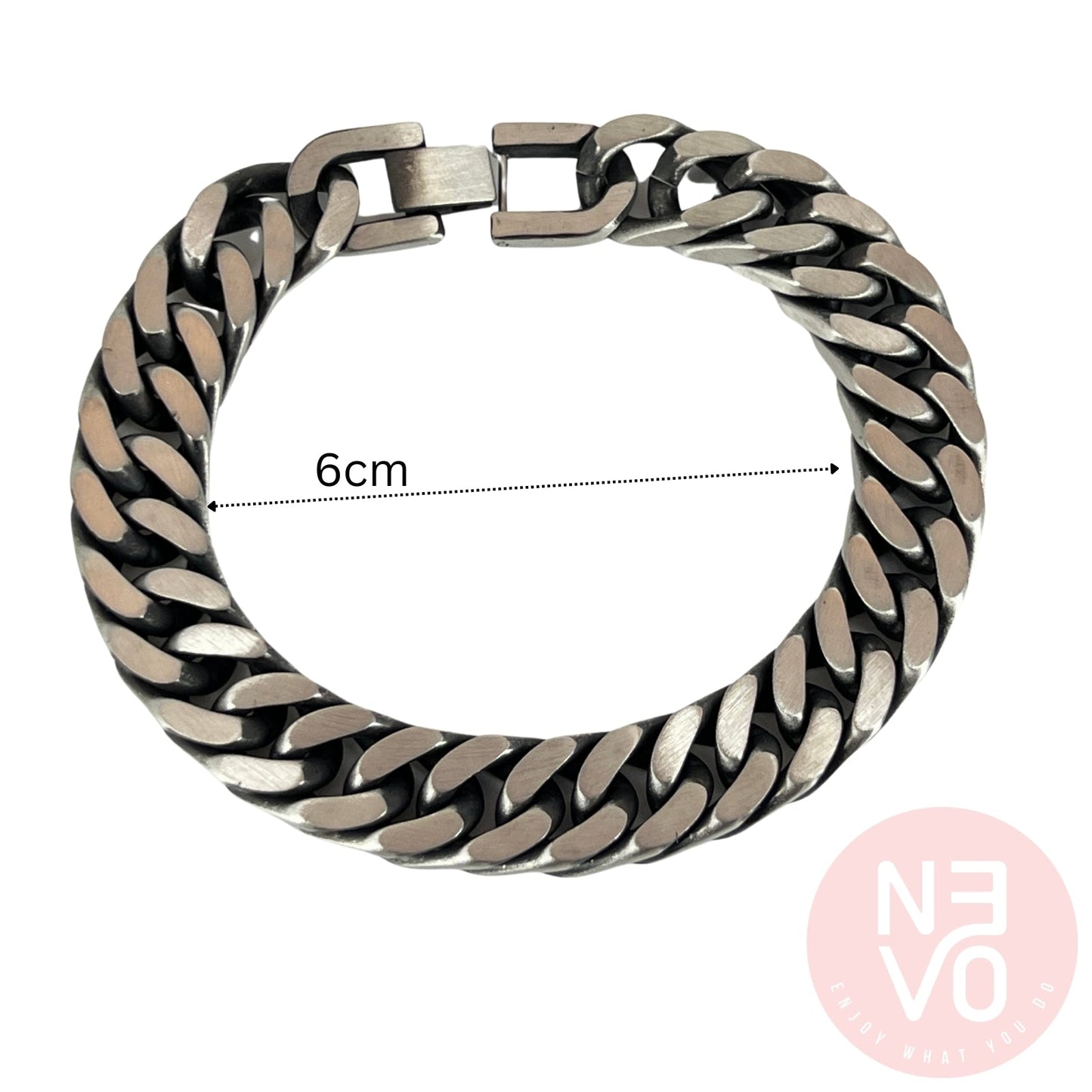 N3VO Vulcan Cuban Link Bracelet – Silver Finish