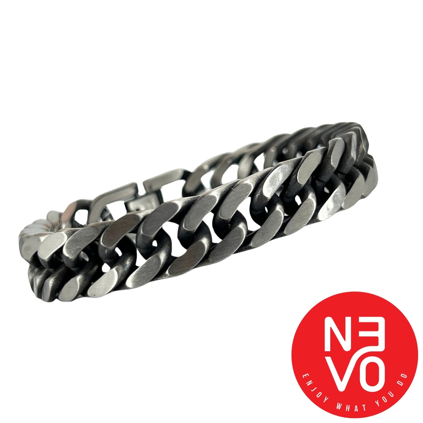 N3VO Vulcan Cuban Link Bracelet – Silver Finish