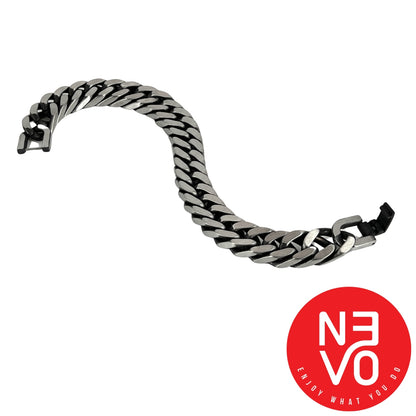 N3VO Vulcan Cuban Link Bracelet – Silver Finish