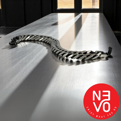 N3VO Vulcan Cuban Link Bracelet – Silver Finish
