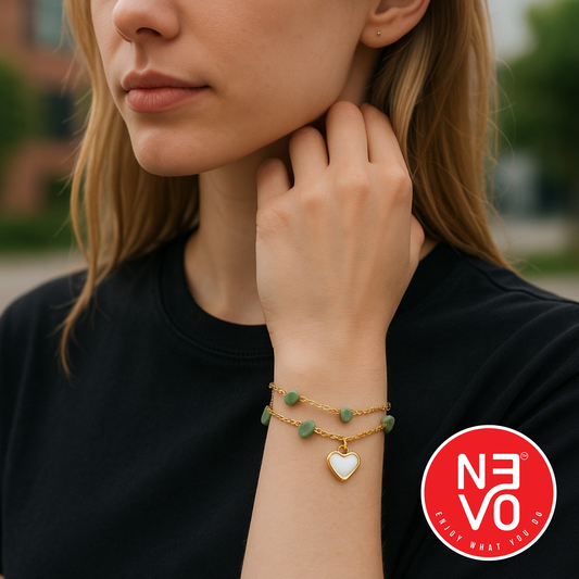 N3VO Green Heartstone Bracelet