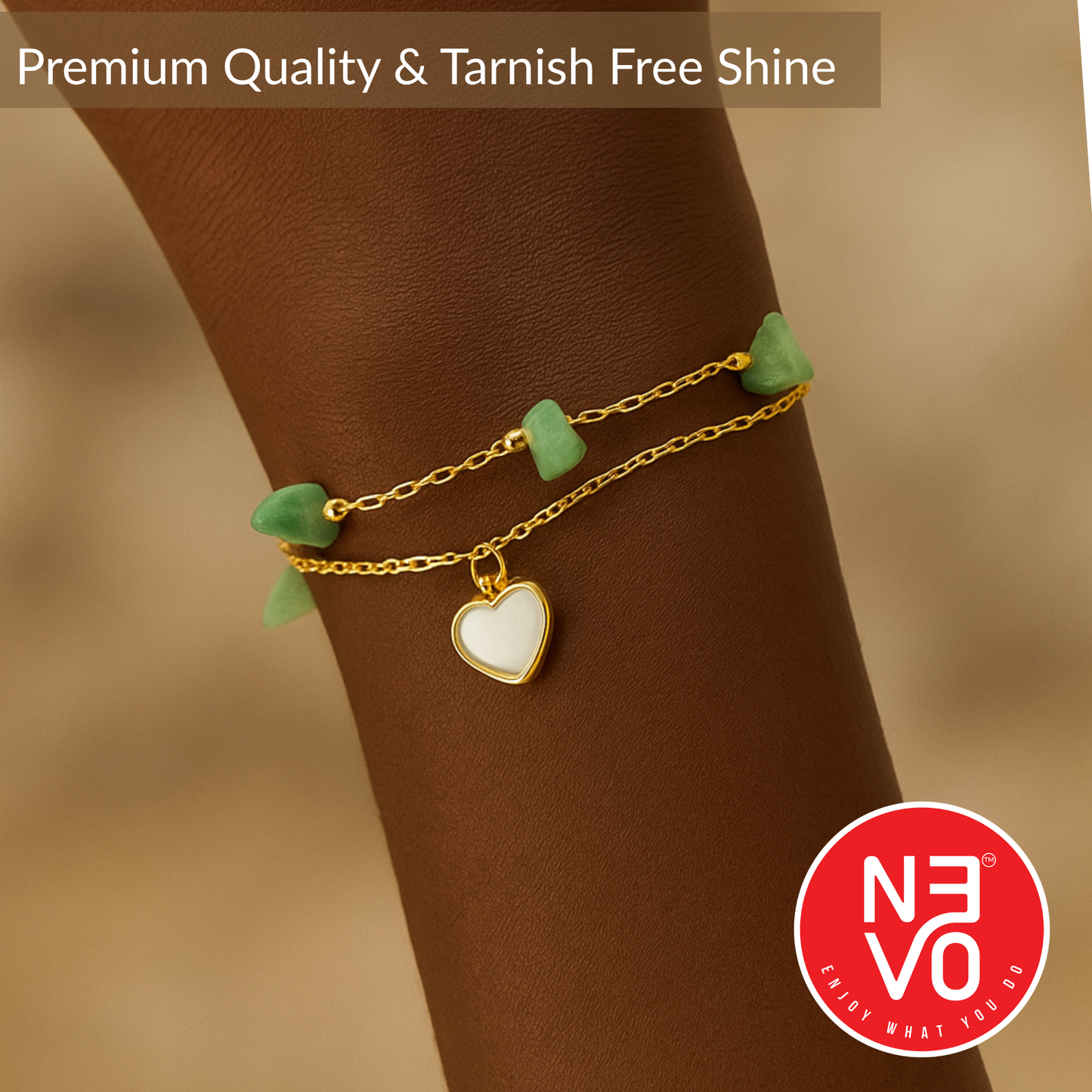 N3VO Green Heartstone Bracelet
