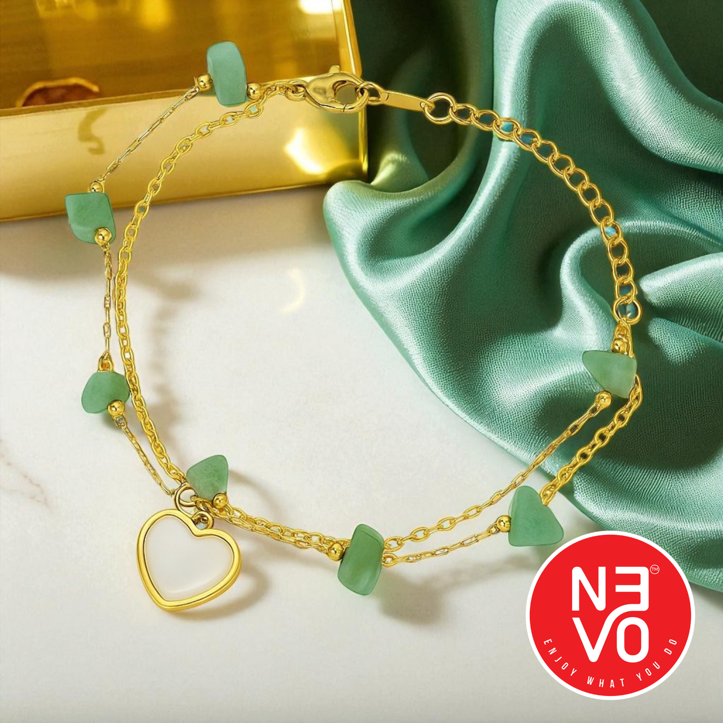 N3VO Green Heartstone Bracelet