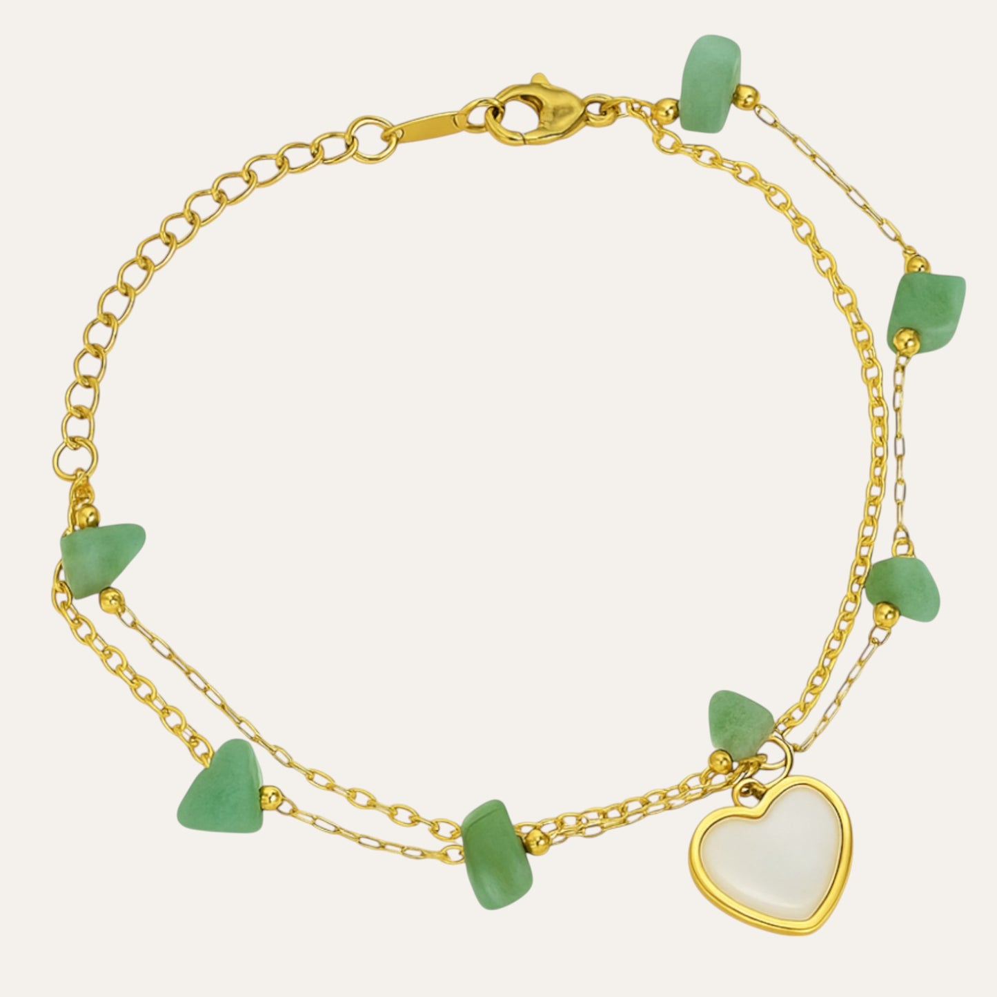 N3VO Green Heartstone Bracelet