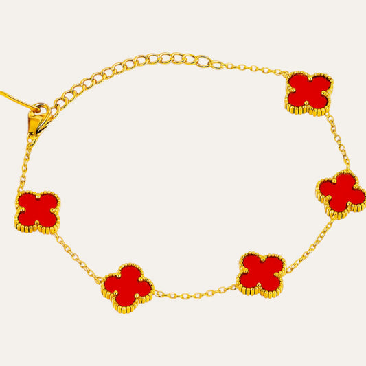 N3VO Clover Radiance Red Enamel Bracelet