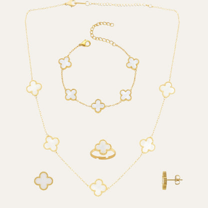 N3VO White Clover Jewelry Set