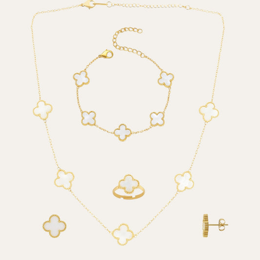 N3VO White Clover Jewelry Set