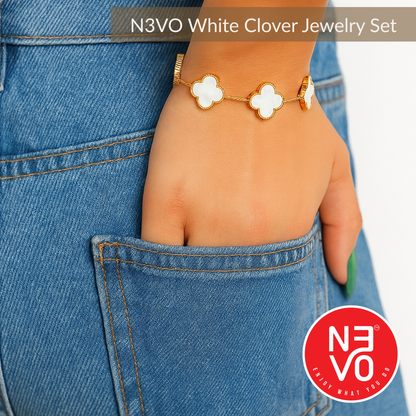 N3VO White Clover Jewelry Set