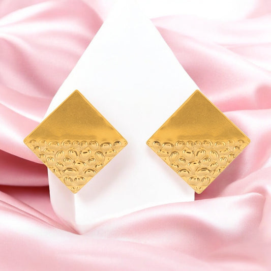 Hammered Diamond Stud Earrings