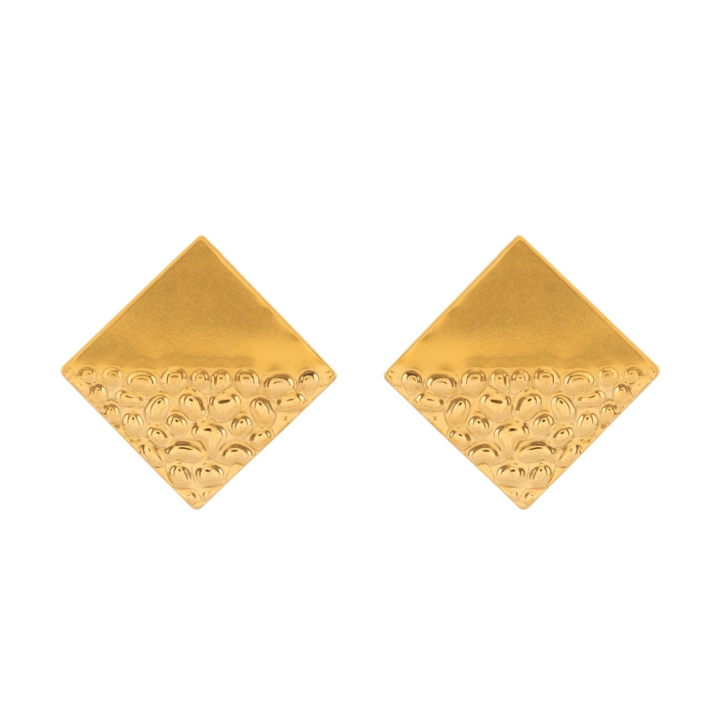 Hammered Diamond Stud Earrings