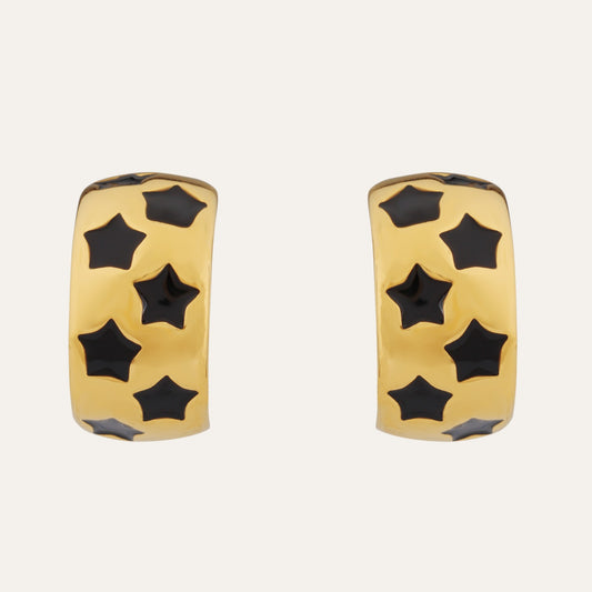 Stellar Noir Hoop Earrings