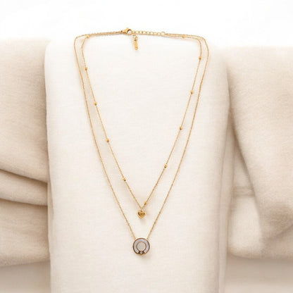 N3VO Halo Heart Layered Necklace
