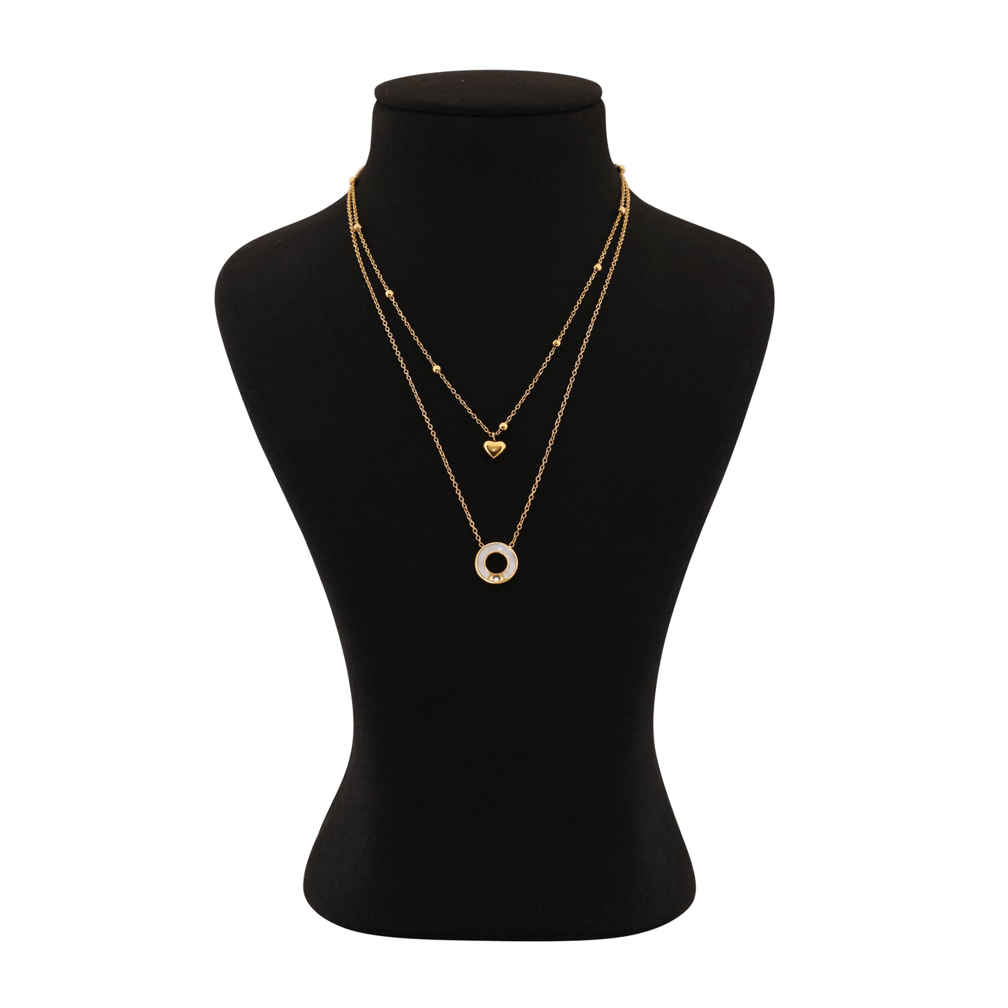 N3VO Halo Heart Layered Necklace