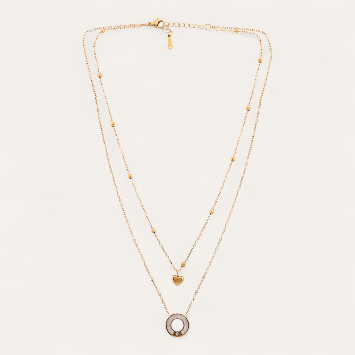 N3VO Halo Heart Layered Necklace