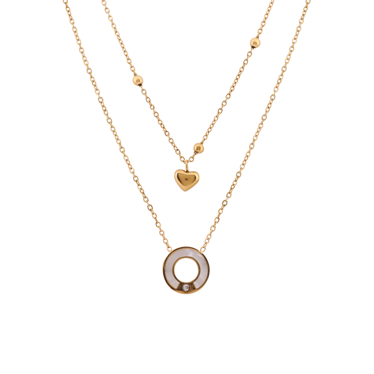 N3VO Halo Heart Layered Necklace
