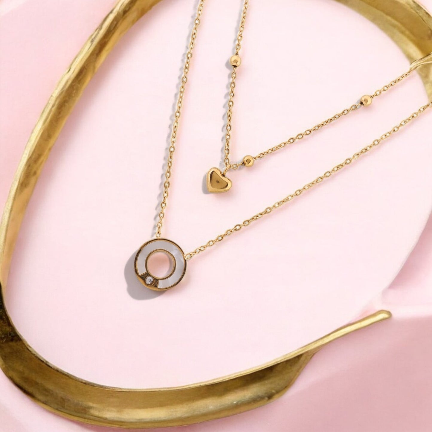 N3VO Halo Heart Layered Necklace