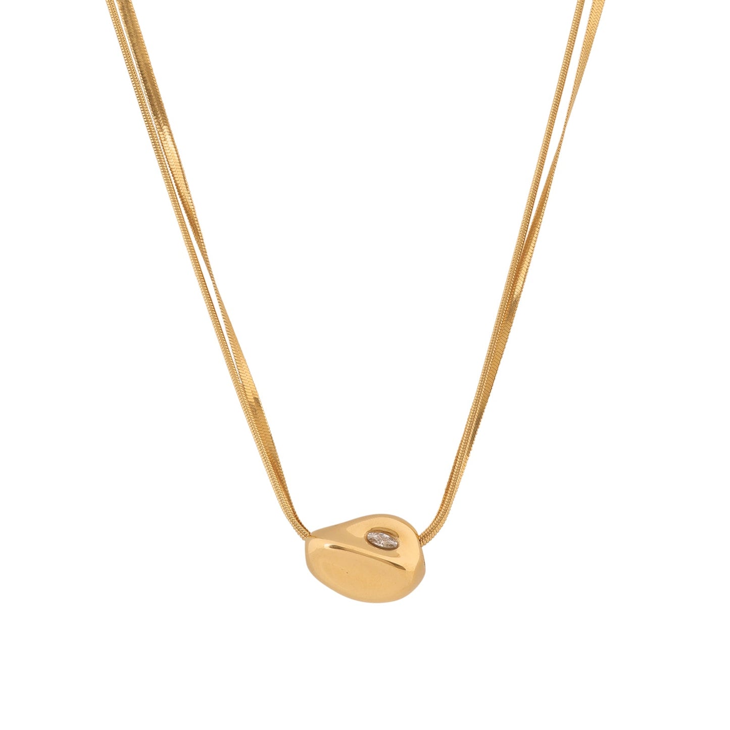 N3VO Golden Pebble Necklace