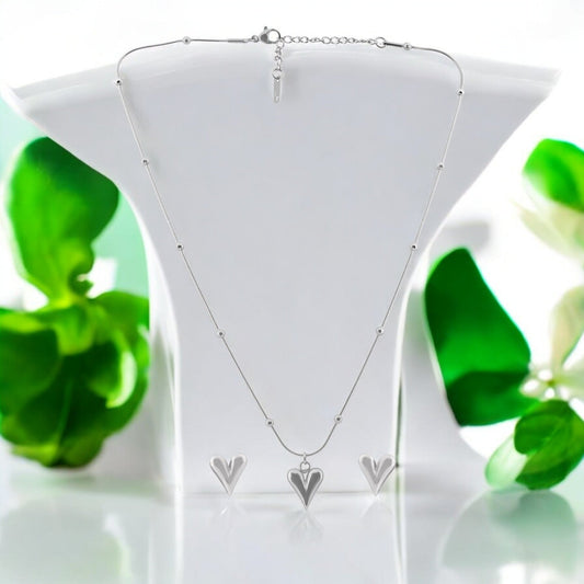 Silver Heartline Jewelry Set