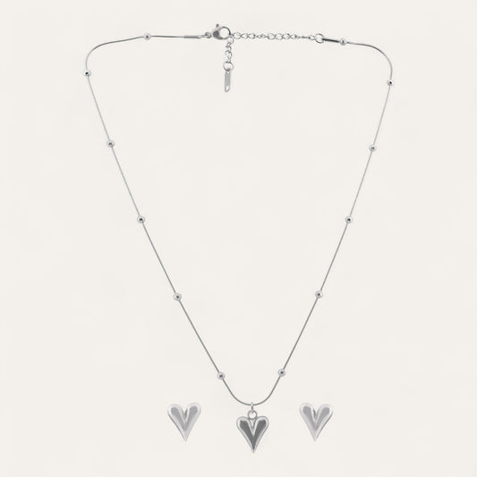 Silver Heartline Jewelry Set