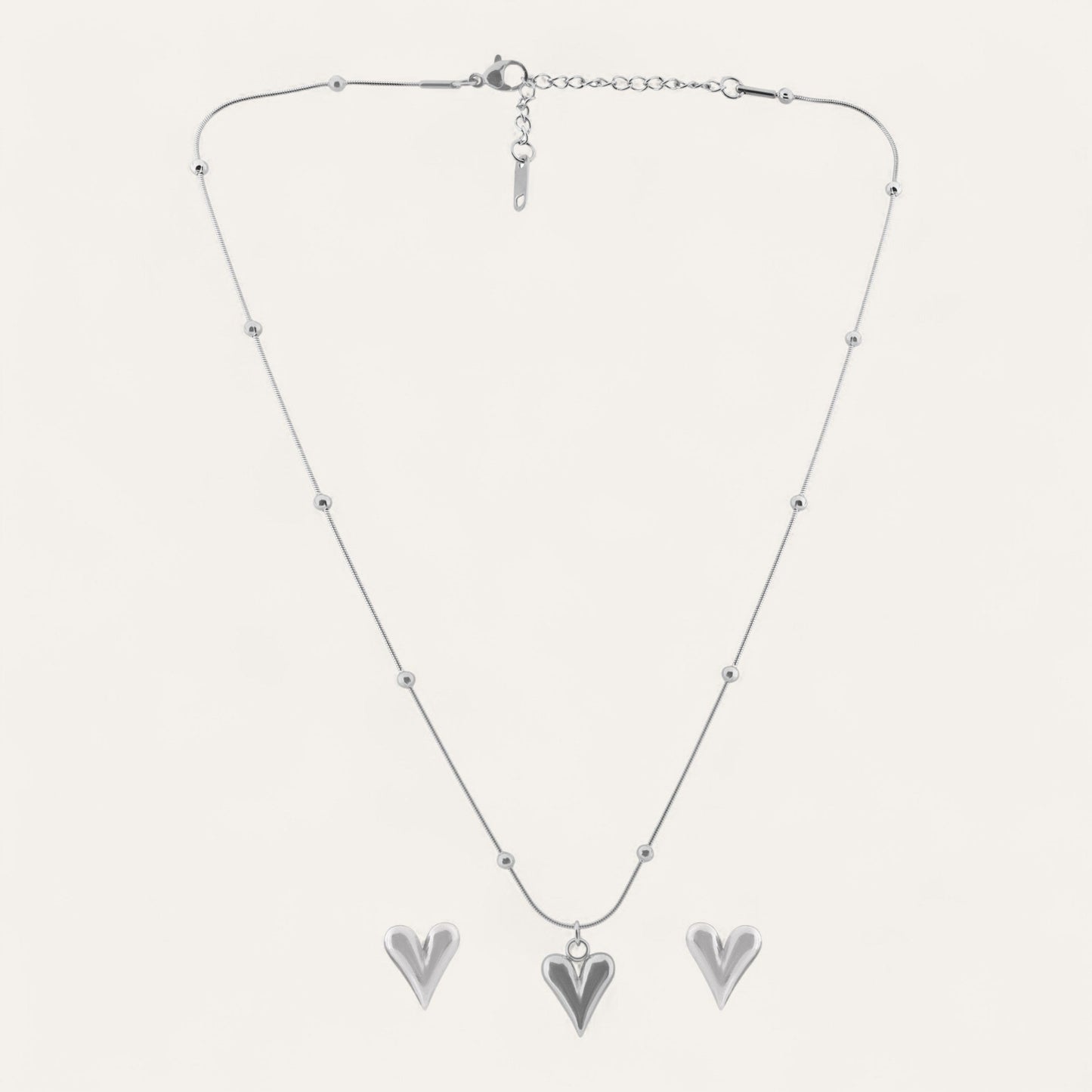 N3VO Silver Heartline Jewelry Set