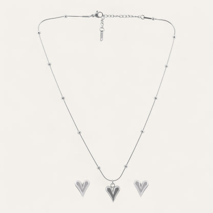 N3VO Silver Heartline Jewelry Set