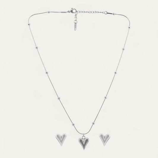 N3VO Silver Heartline Jewelry Set