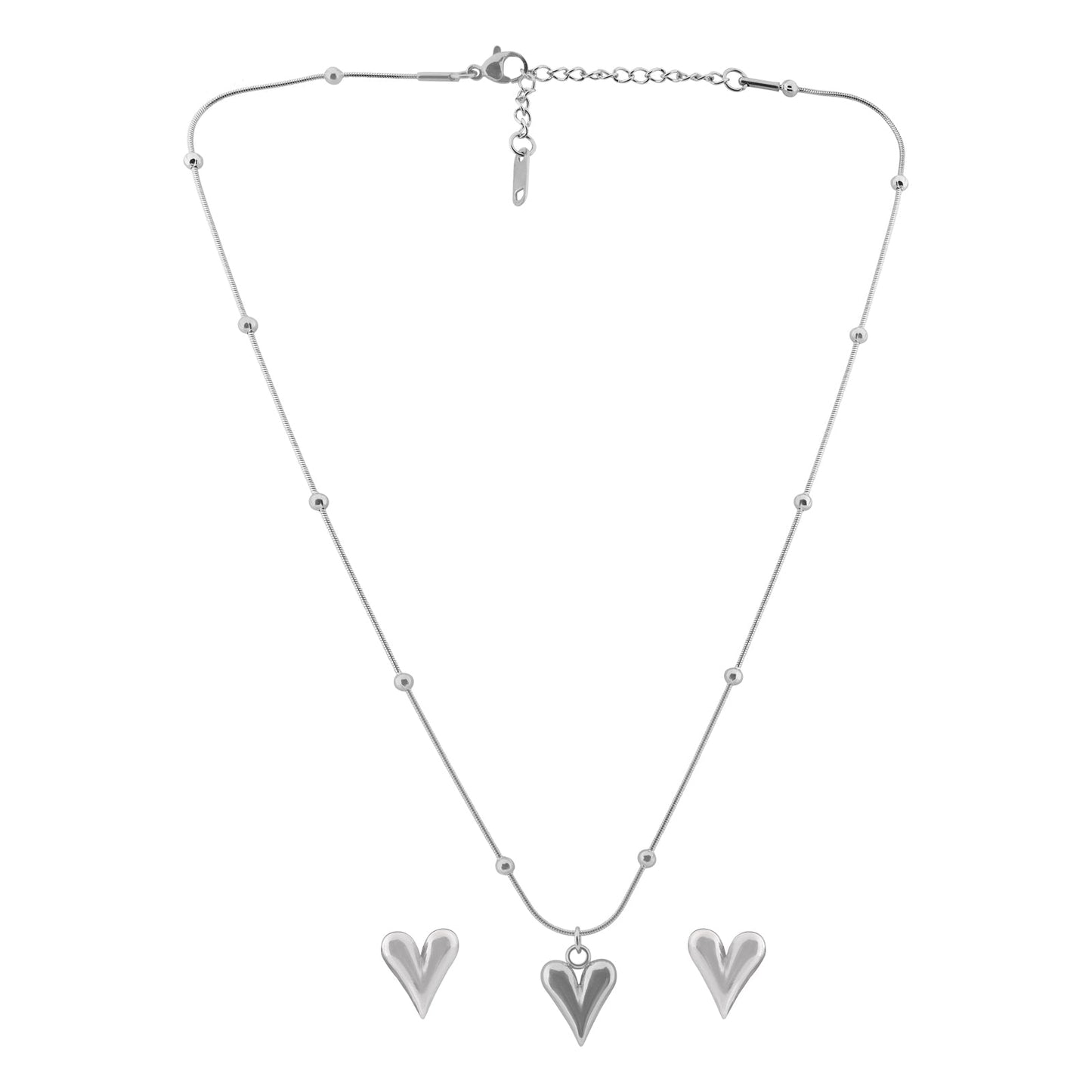 N3VO Silver Heartline Jewelry Set