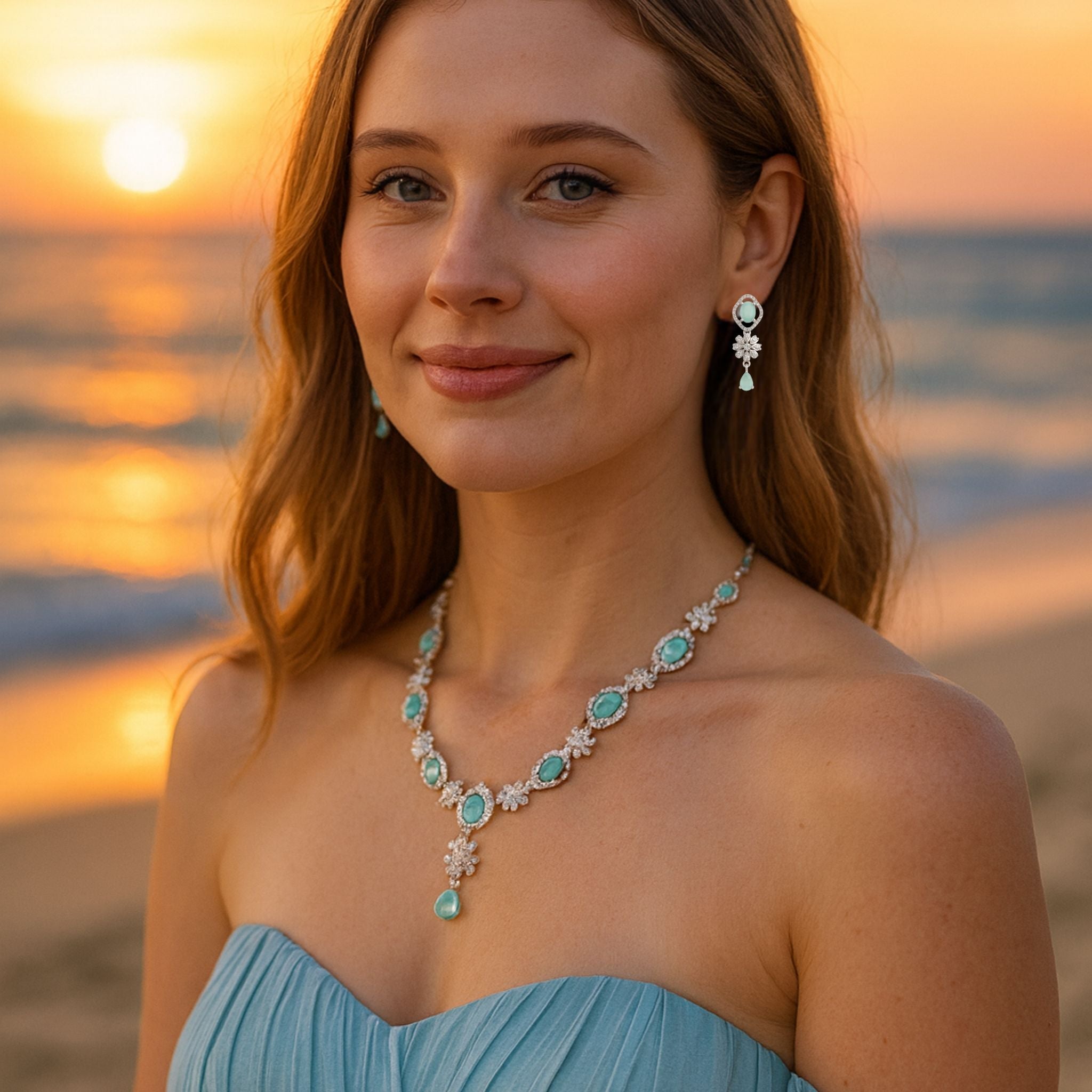 Aurora Aqua Bloom Jewelry Set N3VO